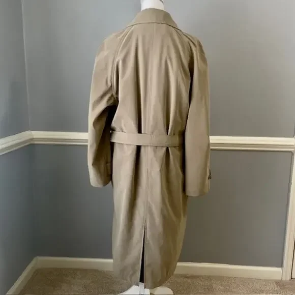 Cianni Cellini Beige Belted Trench Coat Men 38 Short Classic Tailored Outerwear - Picture 3 of 16
